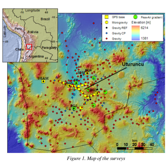 Subsurface density structure associated with an active intrusion in the central Andes - Bolivia